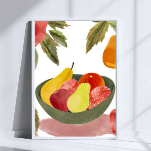 Poster Tigela de Frutas Aquarela Citrinos