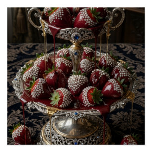 Pôster Tigela de Morango Fresco Luxuoso Arte de Natureza-