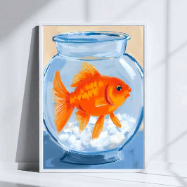 Poster Tigela de Peixes | Peixe Dourado Pintado a Aquarel