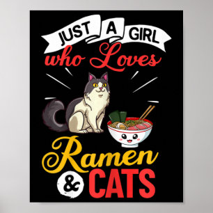 Poster Tigela de Ramen de Gato Sopa de Macarrão de Frango
