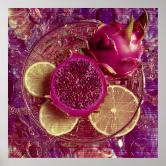 Poster Tigela Vibrante de Limão com Fruta do Dragão