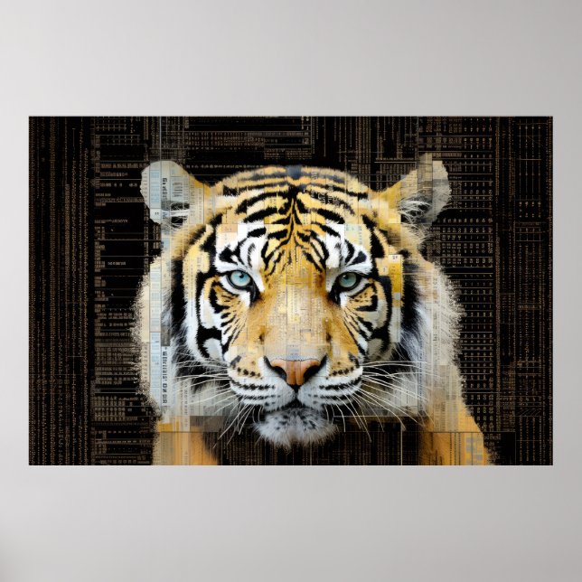 Poster Tiger Animal Art Decor Paint Mosaico (Frente)