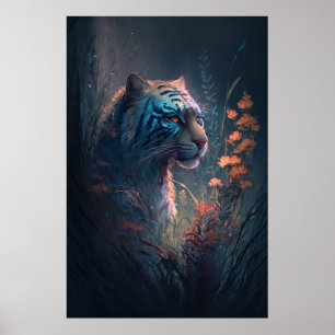 Poster Tiger Animal Retrato Pintando Vida Selvagem ao ar 