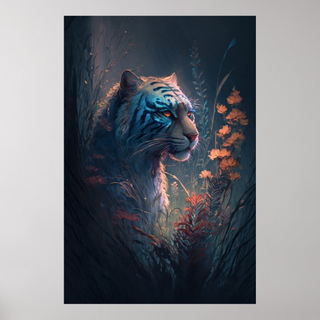 Poster Tiger Animal Retrato Pintando Vida Selvagem ao ar  (Frente)