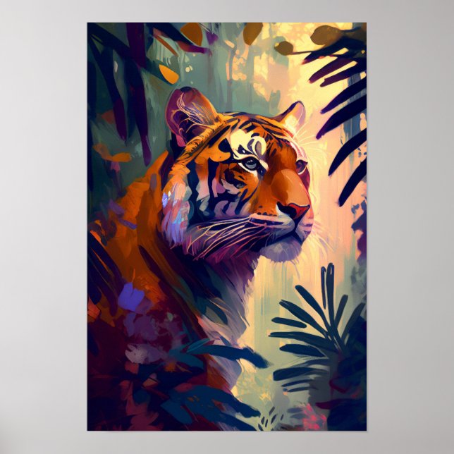 Poster Tiger Animal Retrato Pintando Vida Selvagem ao ar  (Frente)