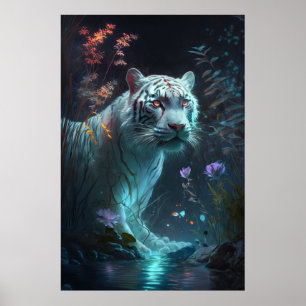 Poster Tiger Animal Retrato Pintando Vida Selvagem ao ar 