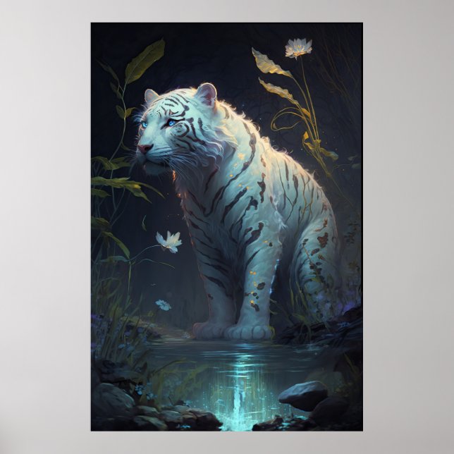 Poster Tiger Animal Retrato Pintando Vida Selvagem ao ar  (Frente)