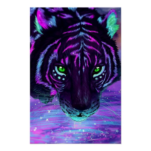 PÔSTER TIGER COM POSTER DE CORES LUMINOSAS (Frente)