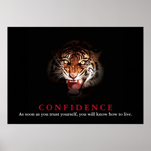 Pôster Tiger Confidence Quote Inspirational (Frente)