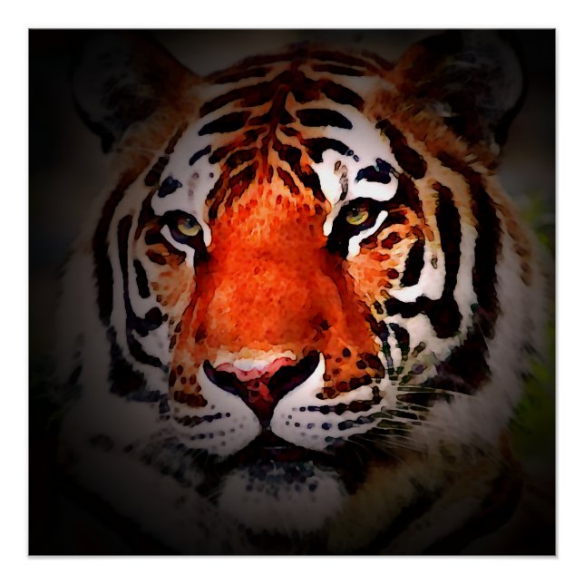 Pôster Tiger Face Motivational Artwork (Frente)