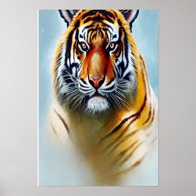 Poster Tiger Face Painting (Imagem Tigre) - Strike Wildli (Frente)
