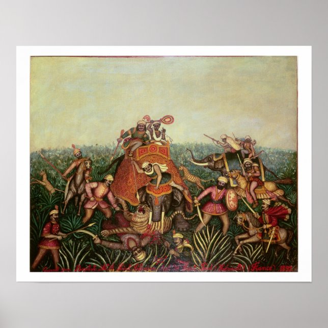Poster Tiger Hunt, 1892 (óleo na canvas) (Frente)