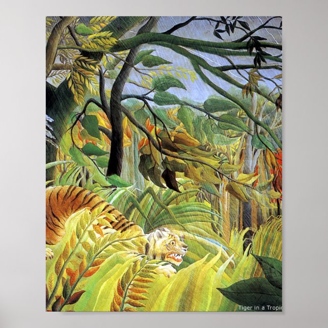 Poster Tiger in a tropical storm by Henri Rousseau (Frente)