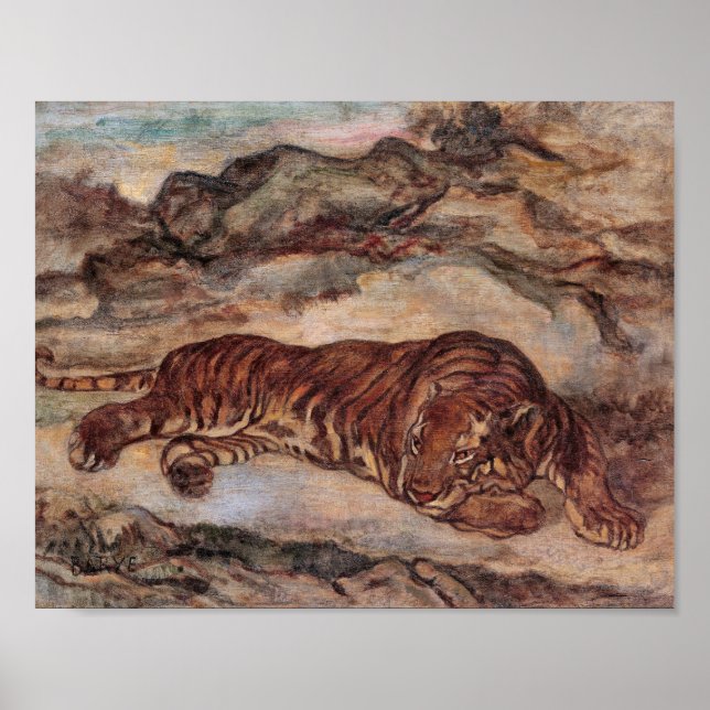 Poster "Tiger in Repose" por Antoine-Louis Barye (Frente)