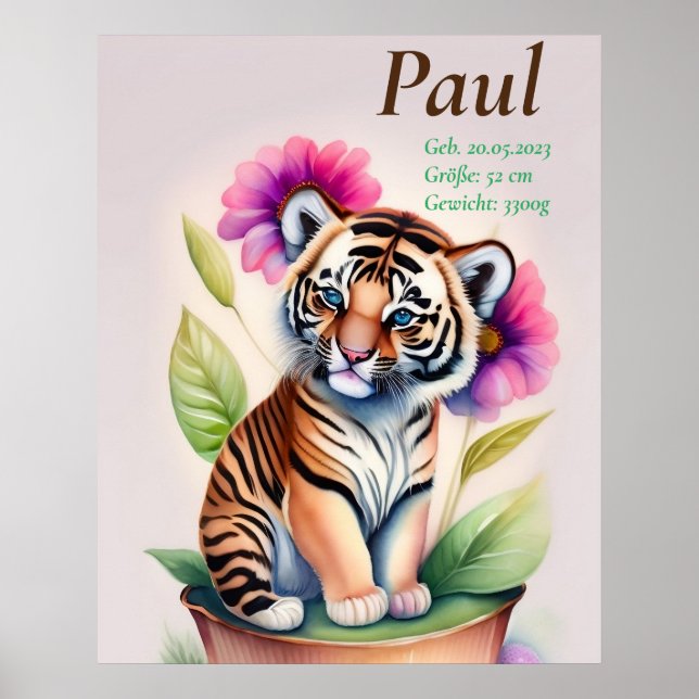 Poster Tiger - Kindermotiv (Frente)