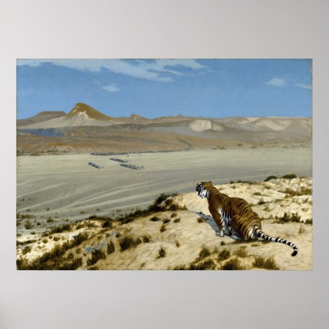 Poster Tiger on the Watch by Jean-Léon Gérôme (Frente)