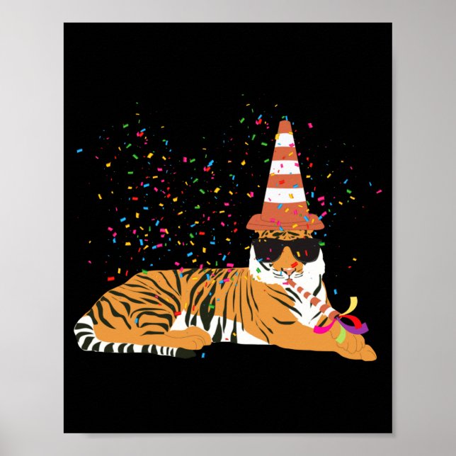 Poster Tiger Partying Animals Having A Party  (Frente)