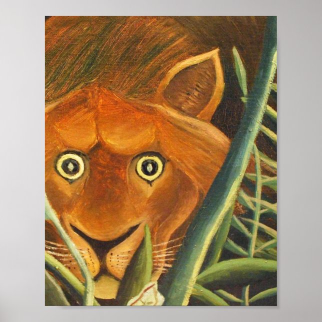 Poster Tiger Peeking Out Of Grass Por Henri Rousseau (Frente)