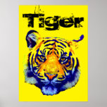 Pôster Tiger Pop Art<br><div class="desc">Trabalho de arte Tiger - Fotografia de Tiger Head Animal Art - Imagens de Gatos Grandes Selvagens</div>