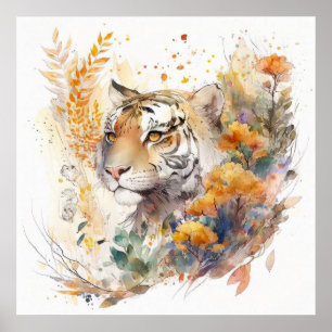 Poster Tiger Retrato Animal Pintura Selvagem Exterior