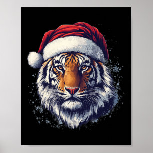 Poster Tiger Santa Hat Engraçado Zookeeper Tiger Cristo L