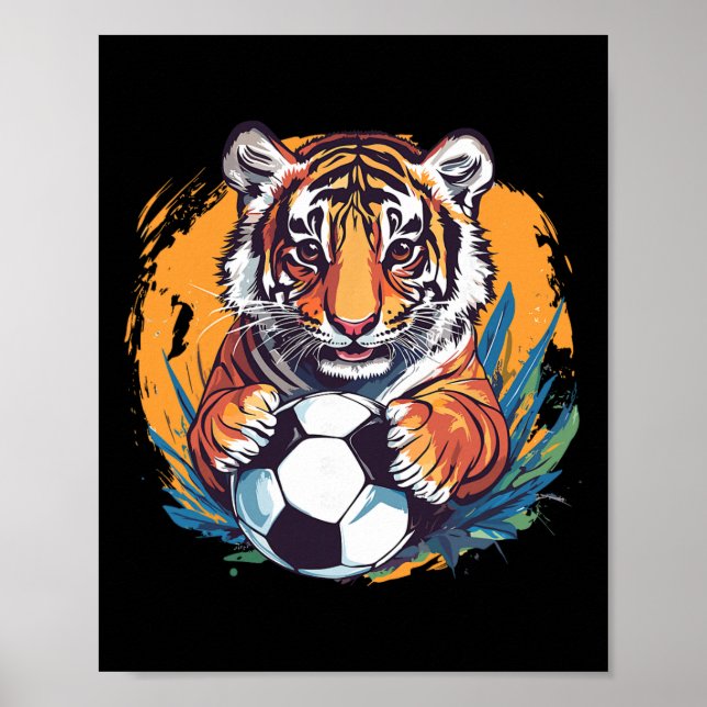 Poster Tiger Soccer Byll Fierce Jungle Animal  (Frente)