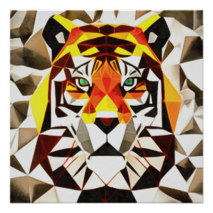 Pôster Tiger Tiger Fearful Symmetry Geometric Art