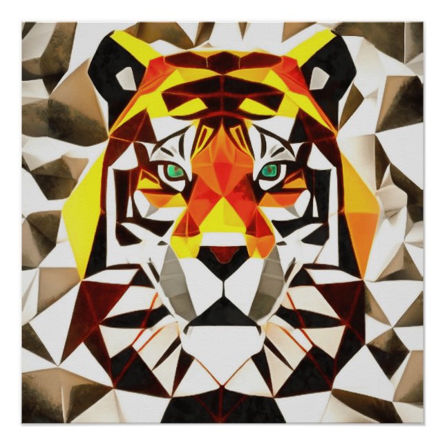 Pôster Tiger Tiger Fearful Symmetry Geometric Art (Frente)
