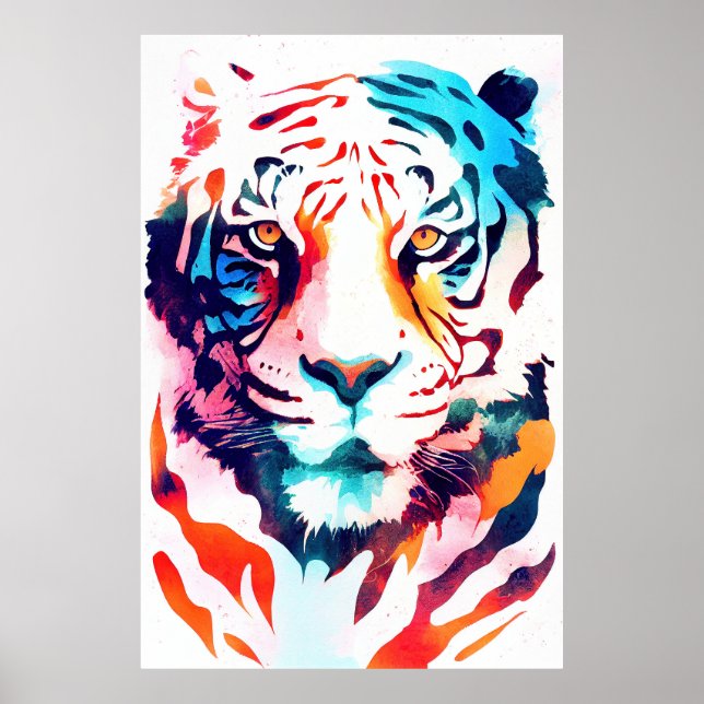 Poster Tiger Wild Nature - Pintura De Cor Animal (Frente)