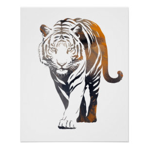 Pôster Tiger Wildlife Nature Illustration Silhouette Lega