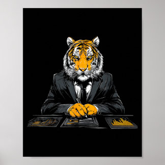 Poster Tiger Working Portrait Drawing Artwork Animal Artw