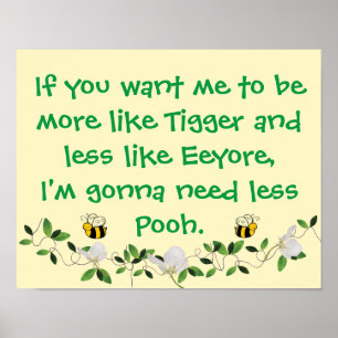 Pôster Tigger engraçado e Pooh sinal