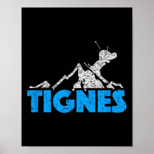 Poster Tignes Skiing Snowboard França Distresse