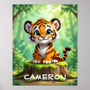 Poster Tigre Bebê Arte de Berçário Infantil de Desenho
