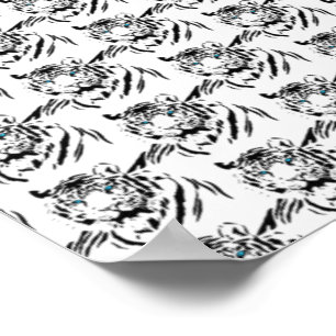 Poster Tigre Bengal Branco Amante de Animais Felino Selva
