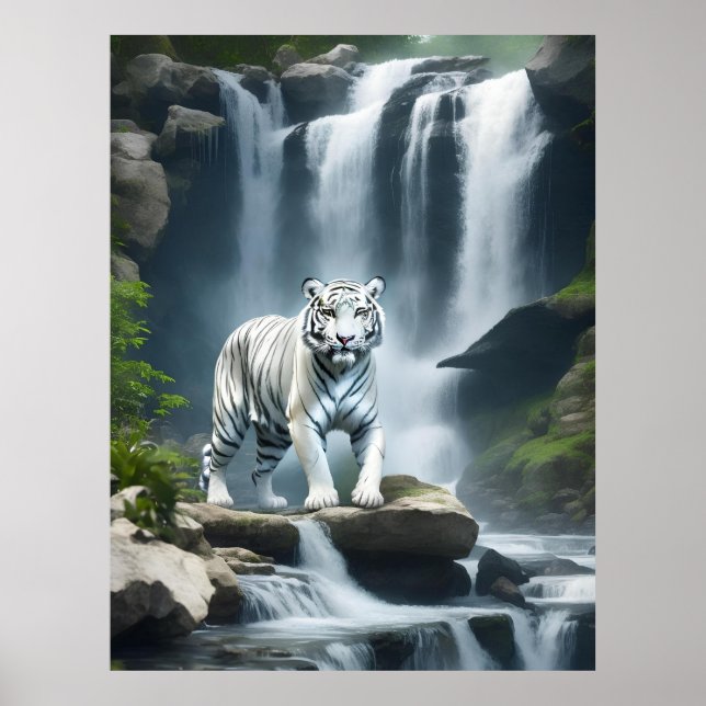 Poster Tigre Branco Bengala na Natureza (Frente)