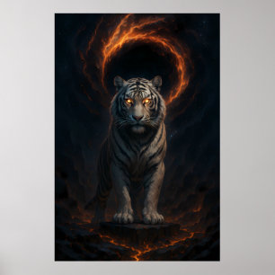Poster Tigre Branco Fantasia – Série Aura Mística