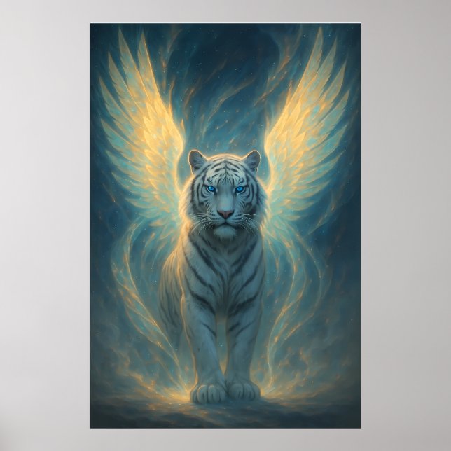 Poster Tigre Branco Fantasia – Série Aura Mística (Frente)