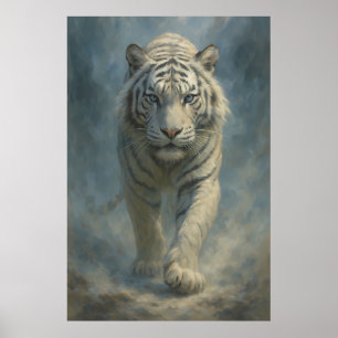 Poster Tigre Branco Fantasia – Série Aura Mística ManJi