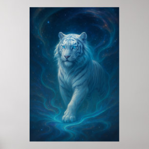 Poster Tigre Branco Fantasia – Série Mystic Aura ManJia