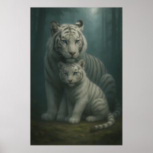 Poster Tigre Branco – Guardião da Luz – ManJiangHong Art