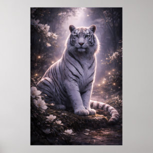 Poster Tigre Branco Guardião – Força Silenciosa e Suave 