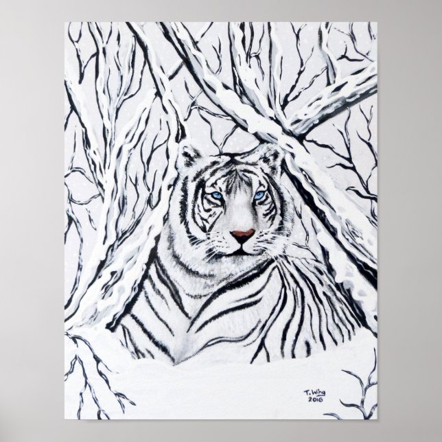 Poster Tigre Branco Misturando (Frente)