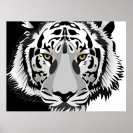 Poster Tigre Branco Preto