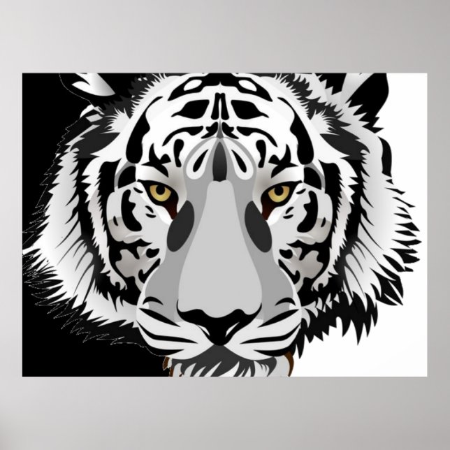 Poster Tigre Branco Preto (Frente)