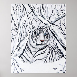 Poster Tigre branco que mistura-se dentro