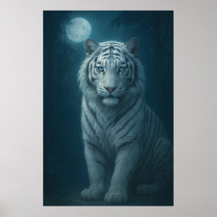 Poster Tigre Branco – Retrato de Fantasia Mística – ManJi