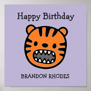 Poster Tigre castanho-branco, roxo