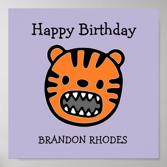 Poster Tigre castanho-branco, roxo (Frente)