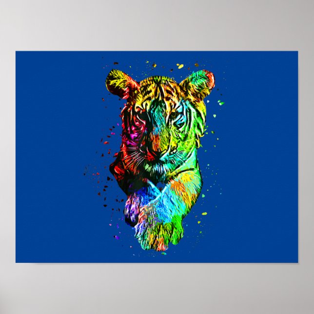 Poster Tigre Colorido de Pop Art (Frente)